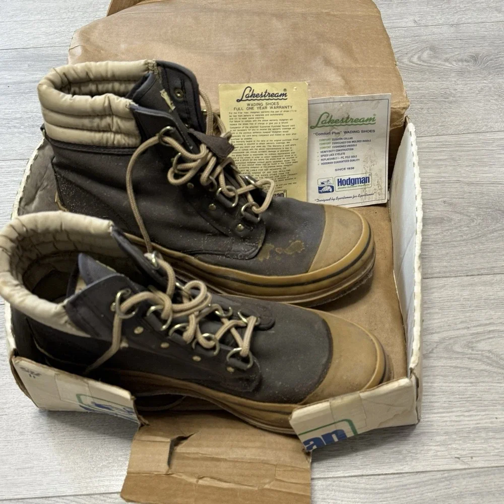 VTG Hodgman Lakestream Wading Boots Sz 11 Fight Club Collectors Original Box